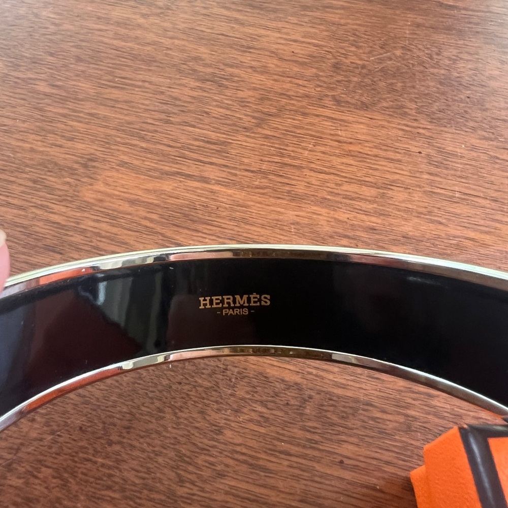 Hermes bangle bracelet. Black and silver. - Picture 3 of 8